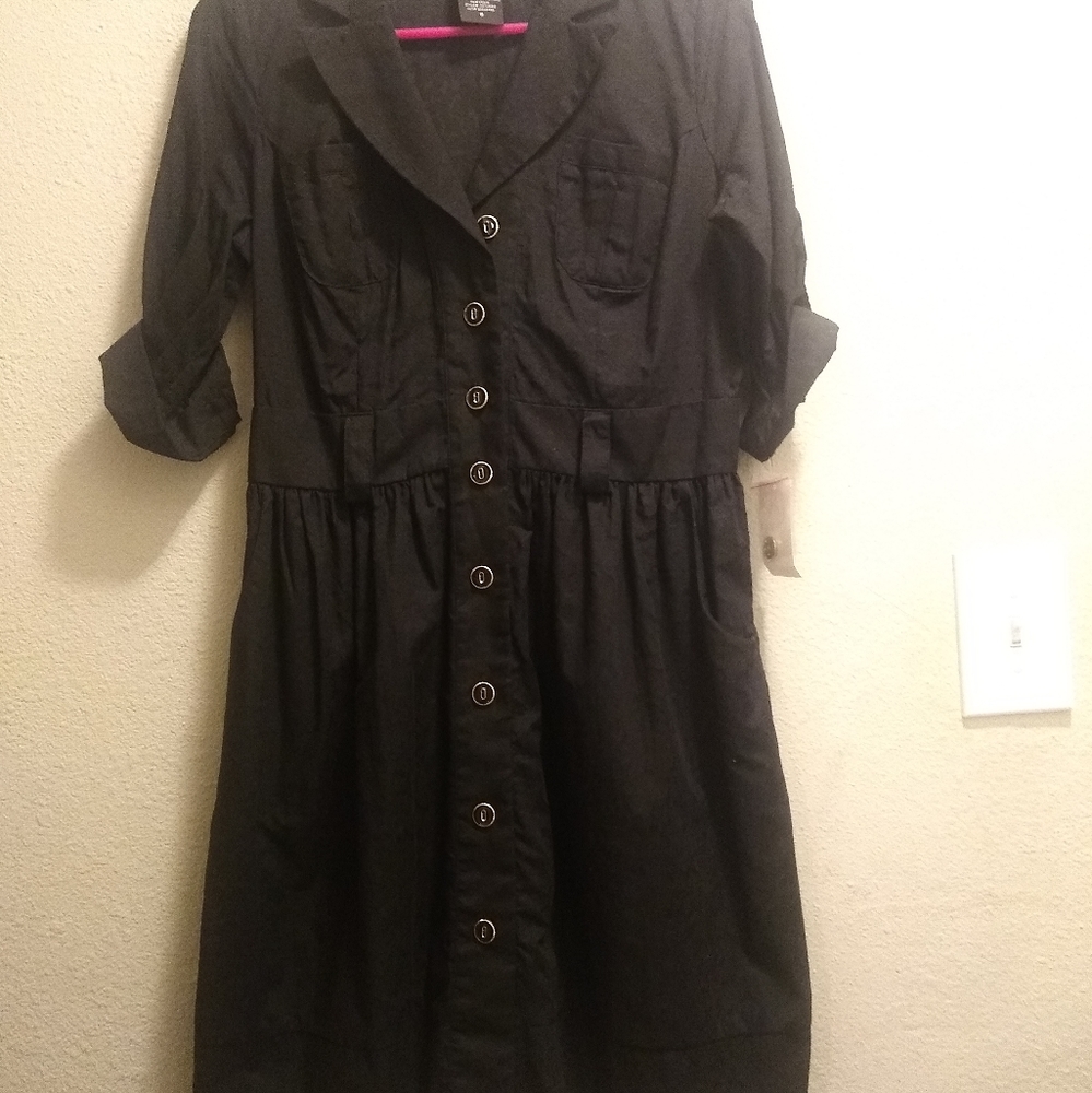 Black gold button dress B. Smart